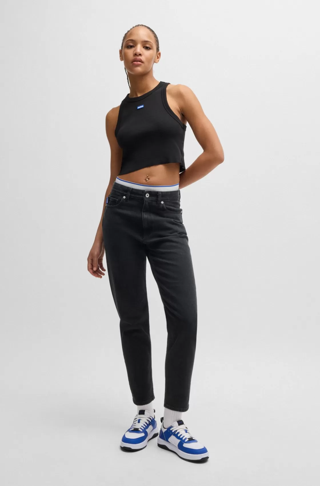 HUGO BOSS Mom-fit Jeans In Rinse-wash Denim Black Online