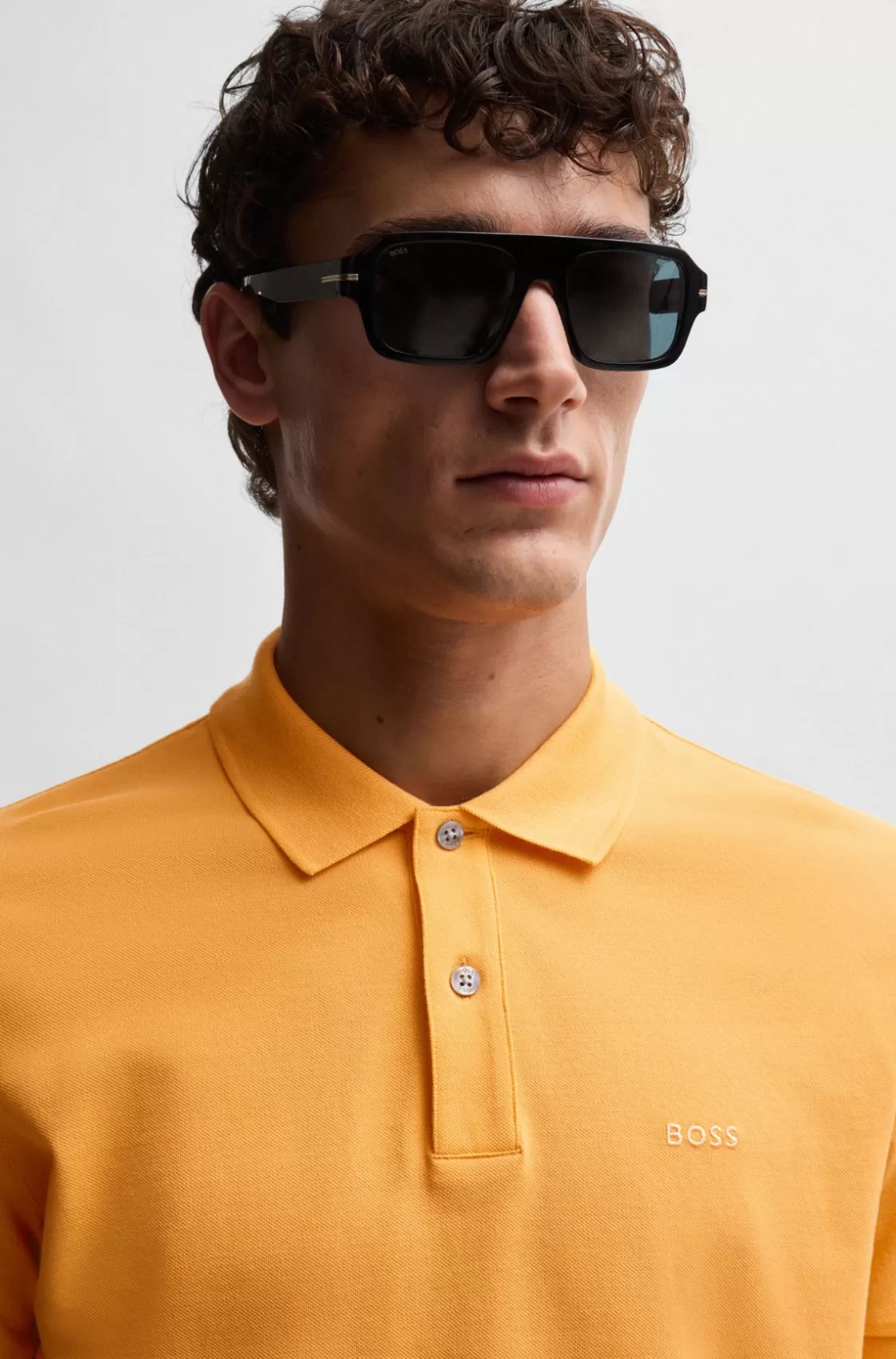 HUGO BOSS Pallas Cotton Polo Shirt With Embroidered Logo Orange Shop