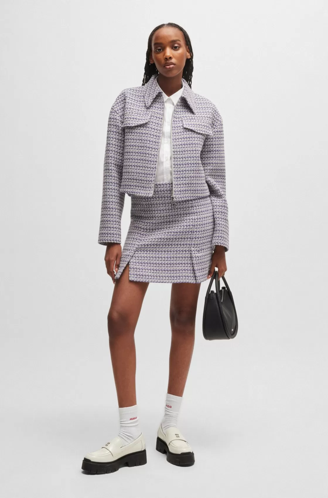 HUGO BOSS Mini Skirt In A Cotton Blend Patterned Store