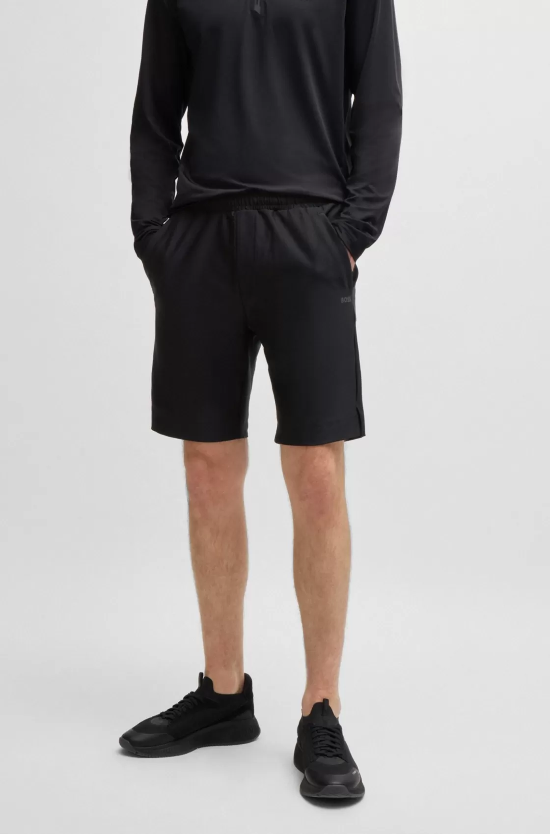 HUGO BOSS Quick-dry Shorts With Decorative Reflective Logo Black Sale