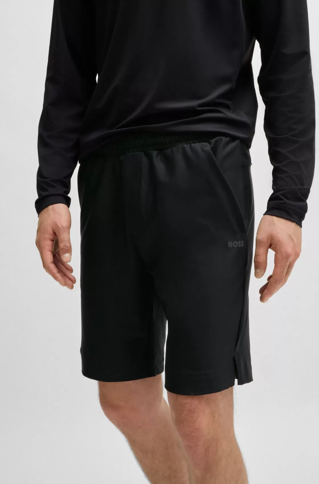HUGO BOSS Quick-dry Shorts With Decorative Reflective Logo Black Sale