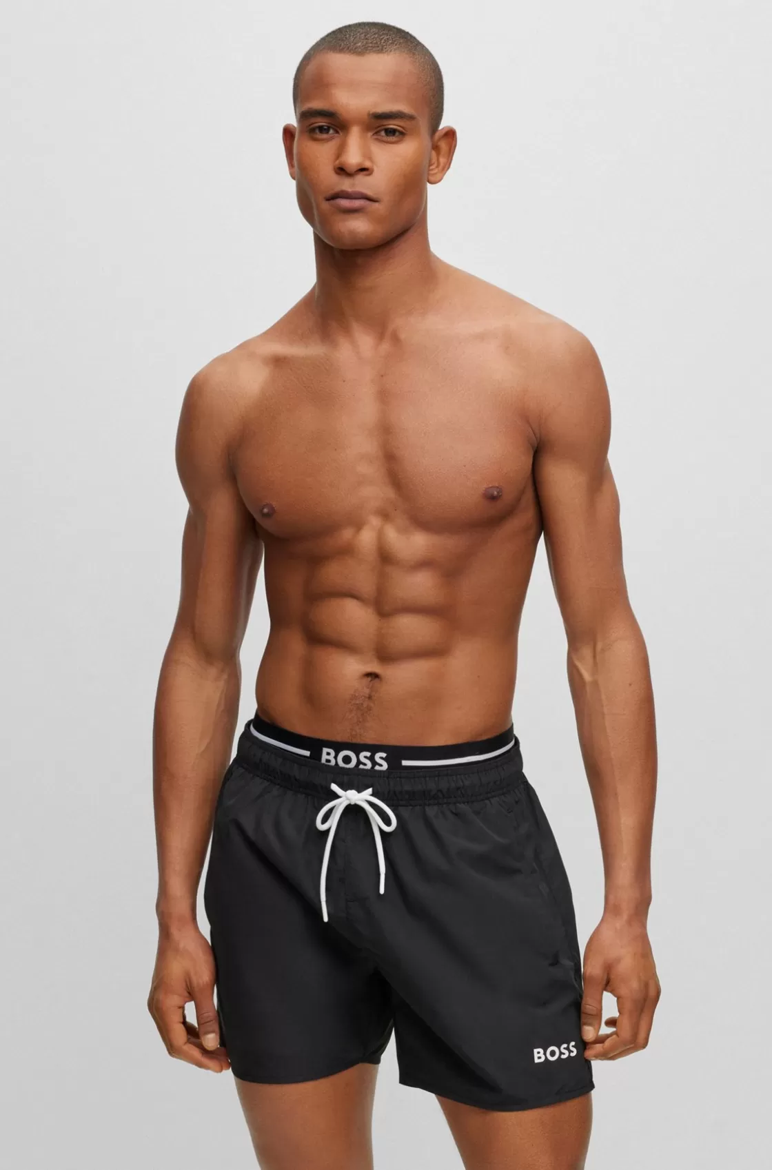 HUGO BOSS Quick-dry Swim Shorts In Recycled Fabric With Branding Black Shop