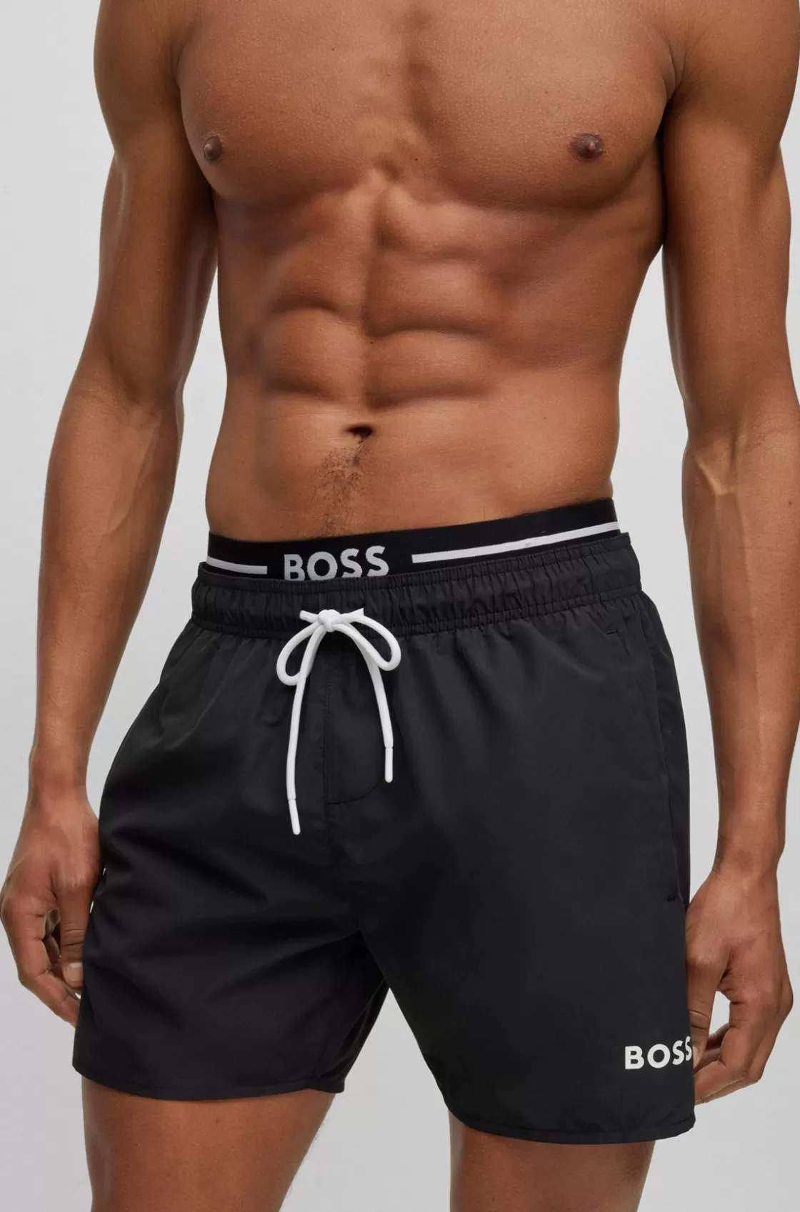 HUGO BOSS Quick-dry Swim Shorts In Recycled Fabric With Branding Black Shop