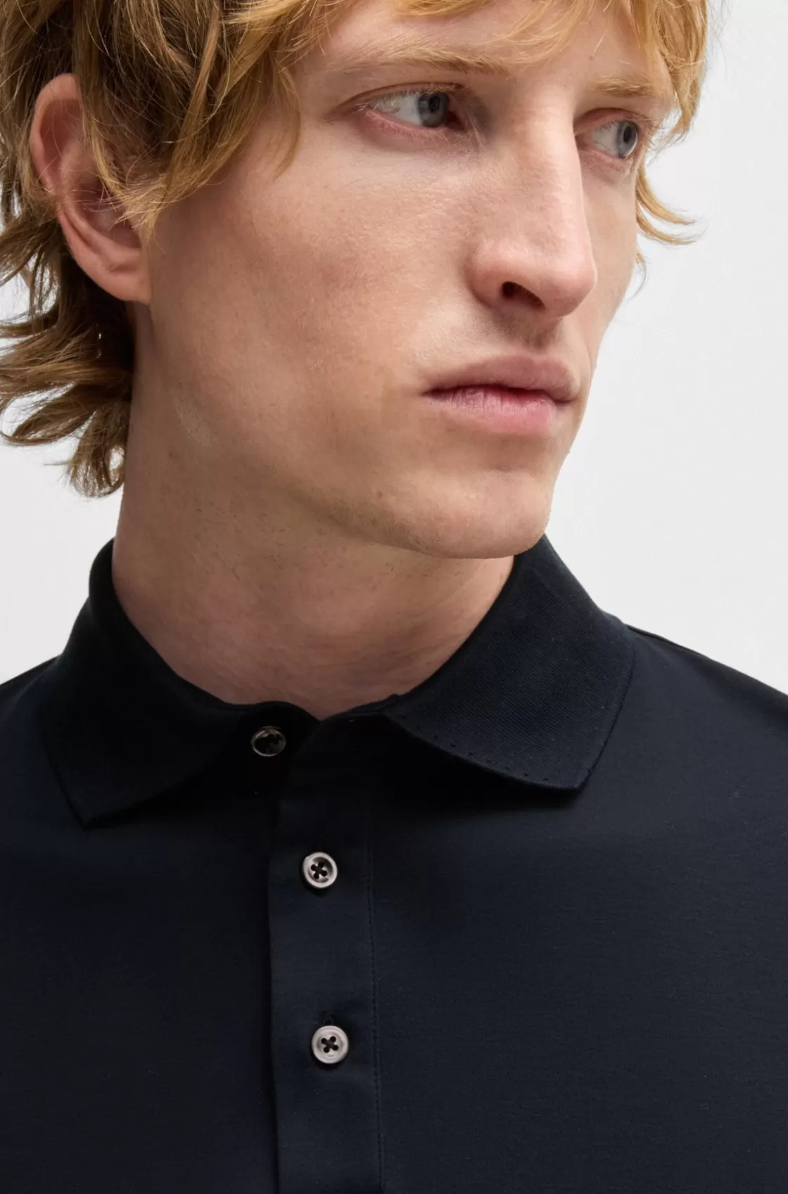 HUGO BOSS Regular-fit Polo Shirt In Mercerized Italian Cotton Dark Blue Flash Sale