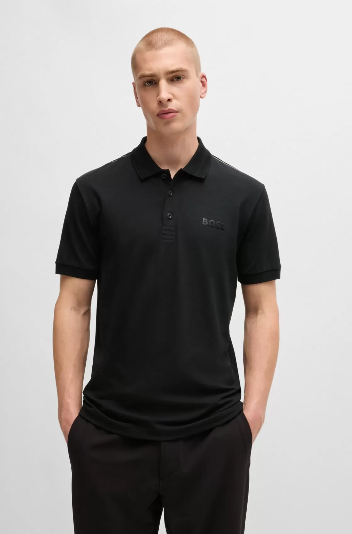 HUGO BOSS Regular-fit Polo Shirt With Logo Detail Black Fashion