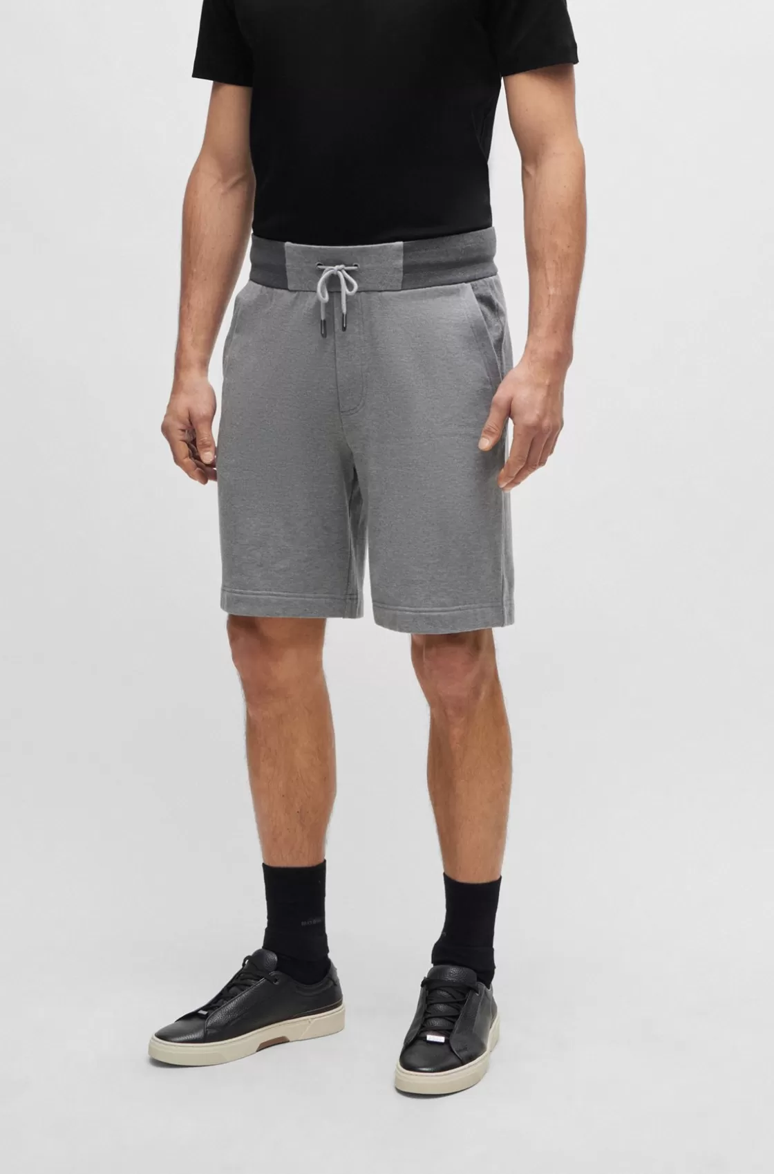 HUGO BOSS Regular-fit Shorts In Cotton Toweling With Drawcord Silver Best