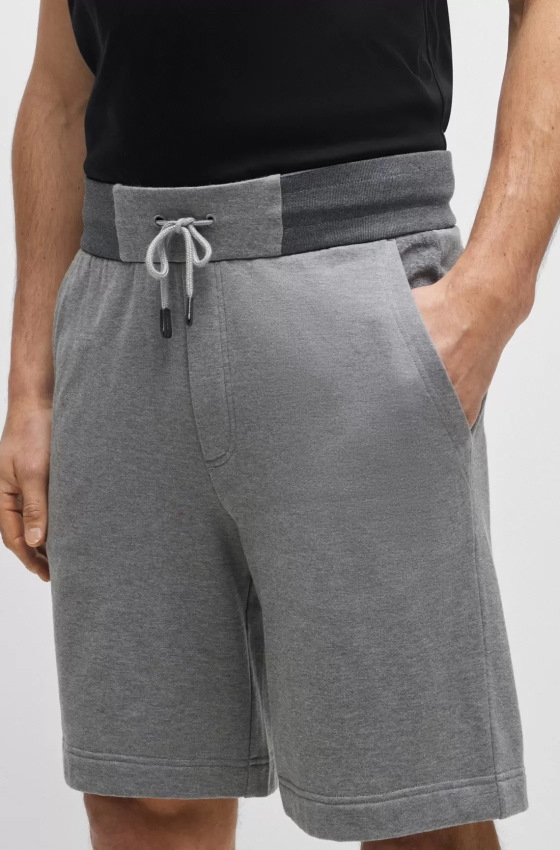 HUGO BOSS Regular-fit Shorts In Cotton Toweling With Drawcord Silver Best