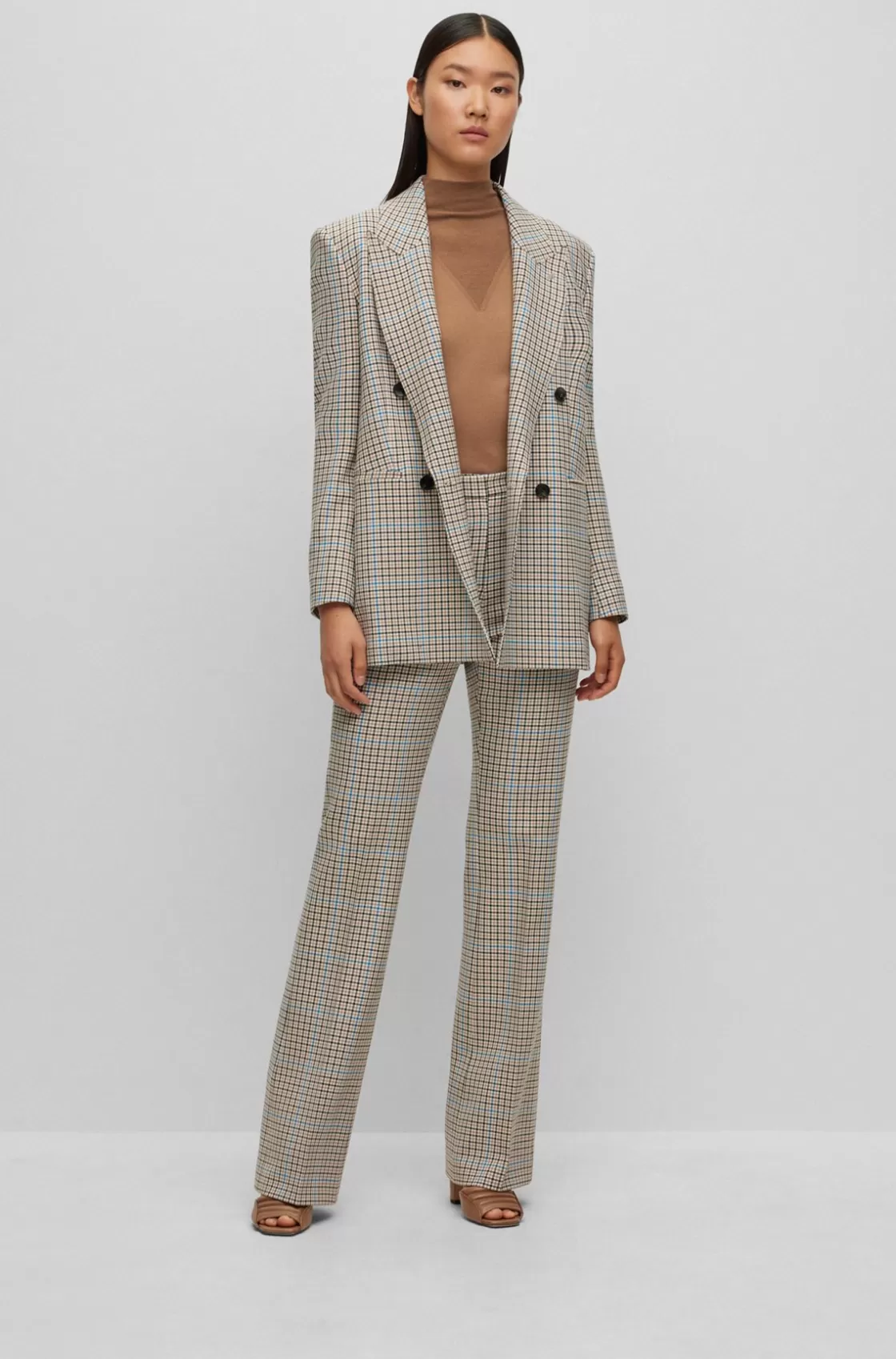 HUGO BOSS Regular-fit Trousers In Checked Stretch Material Patterned Fashion