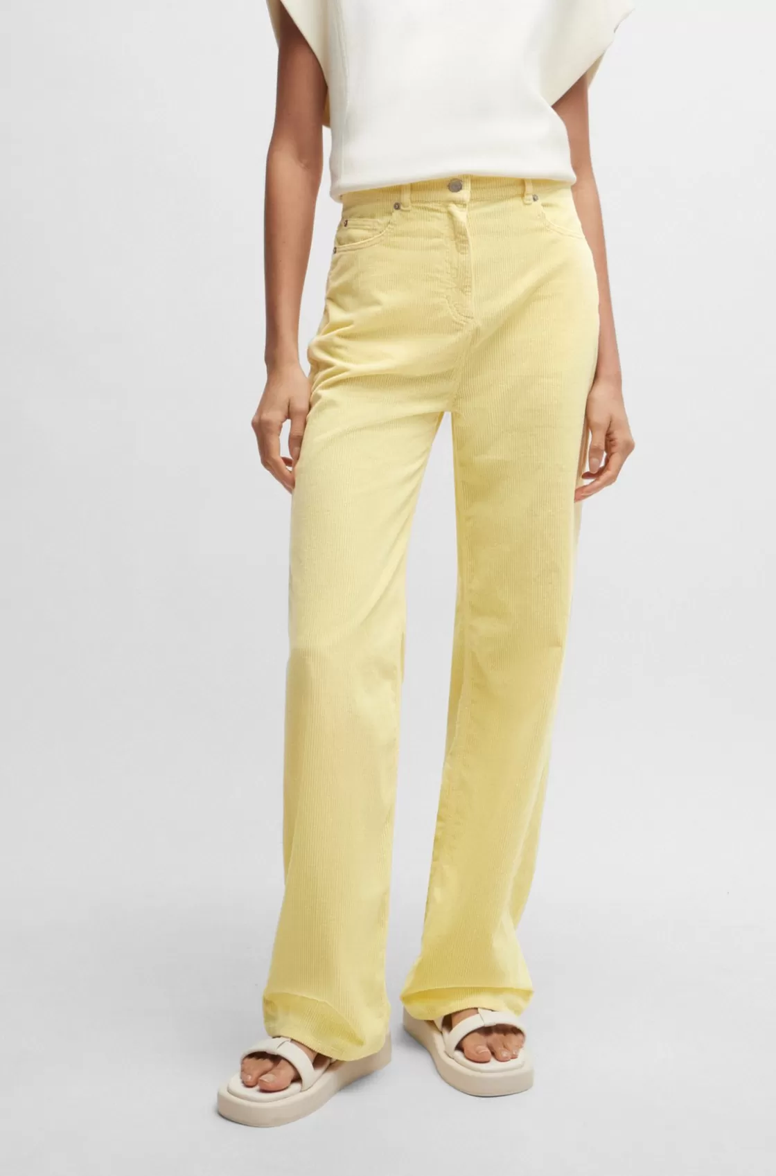 HUGO BOSS Regular-fit Trousers In Corduroy Patterned Flash Sale