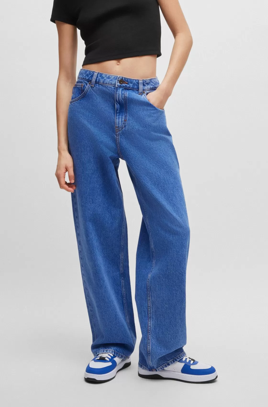 HUGO BOSS Relaxed-fit Jeans In Stonewashed Denim Blue Fashion