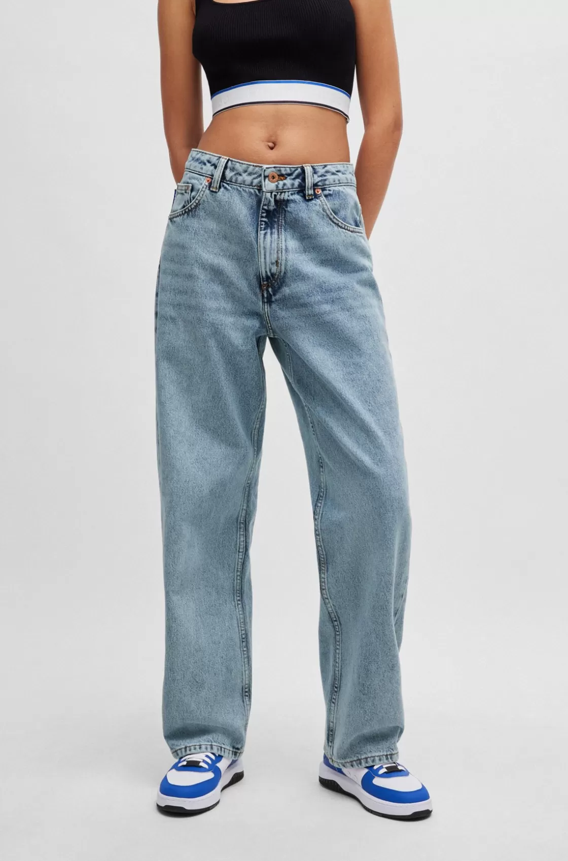 HUGO BOSS Relaxed-fit Jeans In Bright- Cotton Denim Blue Sale