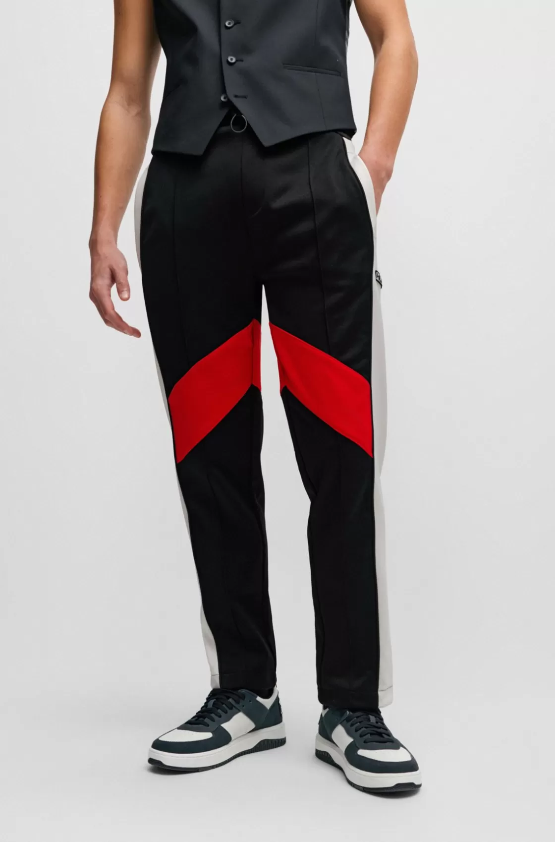 HUGO BOSS Relaxed-fit Tracksuit Bottoms With Color-blocking Black Online