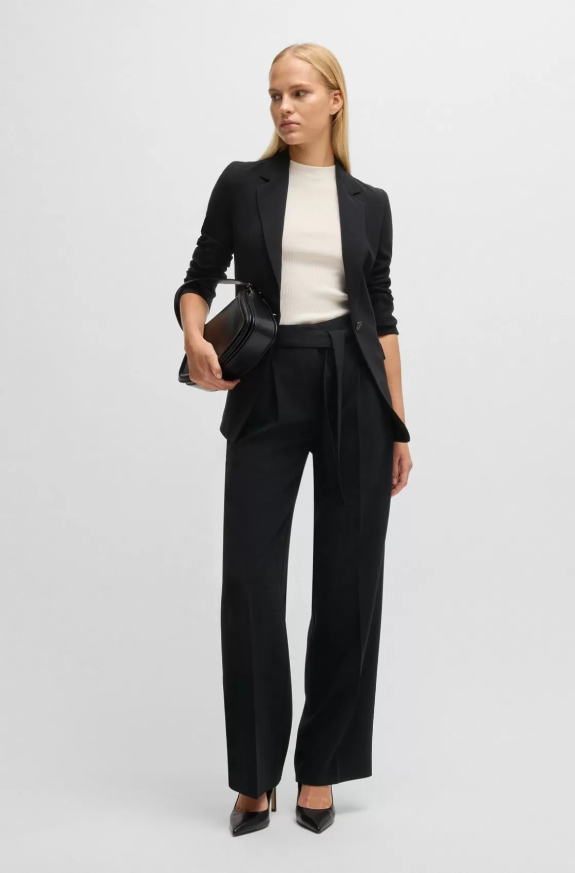 HUGO BOSS Relaxed-fit Trousers In Crease-resistant Japanese Crepe Black Online