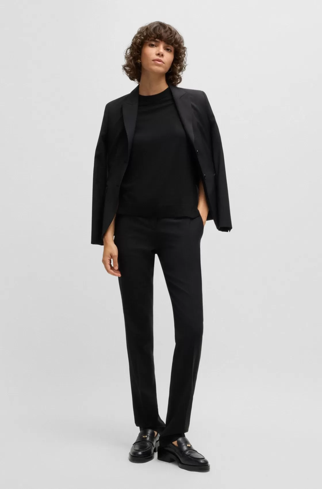 HUGO BOSS Short-sleeved Sweater In Merino Wool Black Cheap