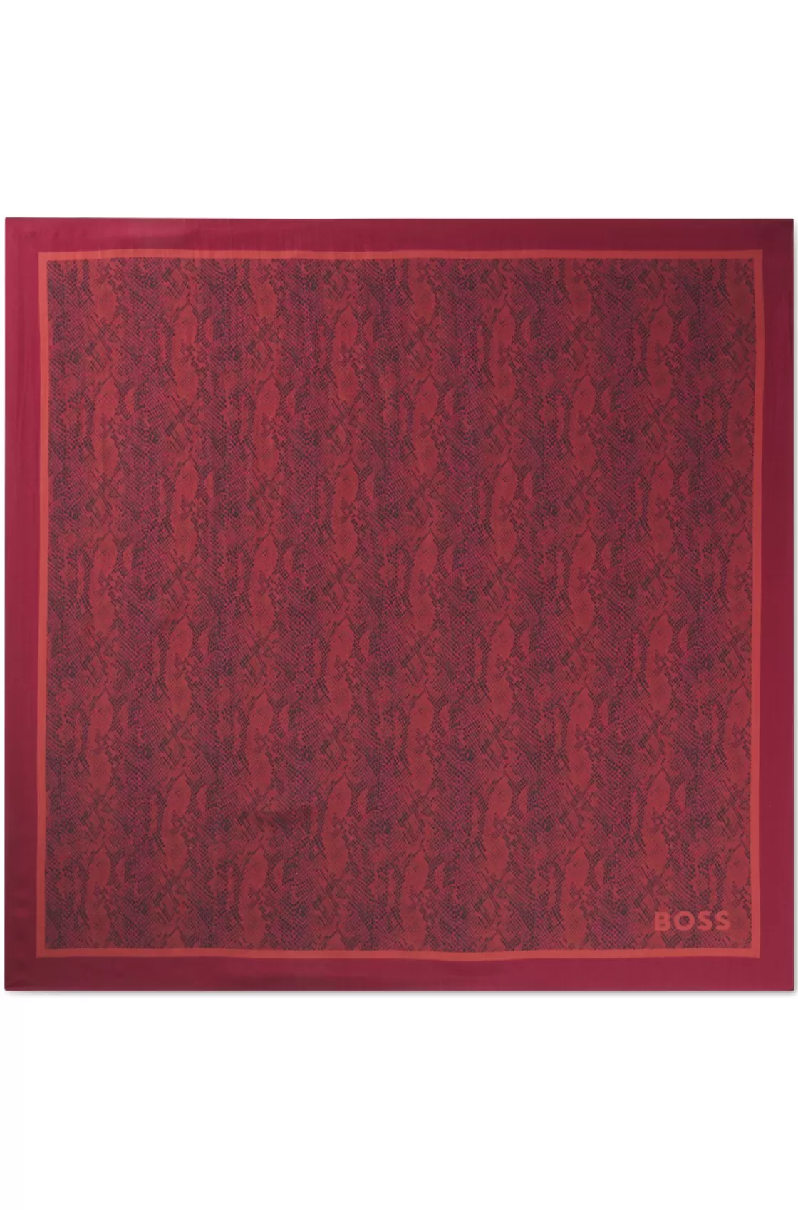HUGO BOSS Silk-twill Scarf With Seasonal Print Dark Red Cheap