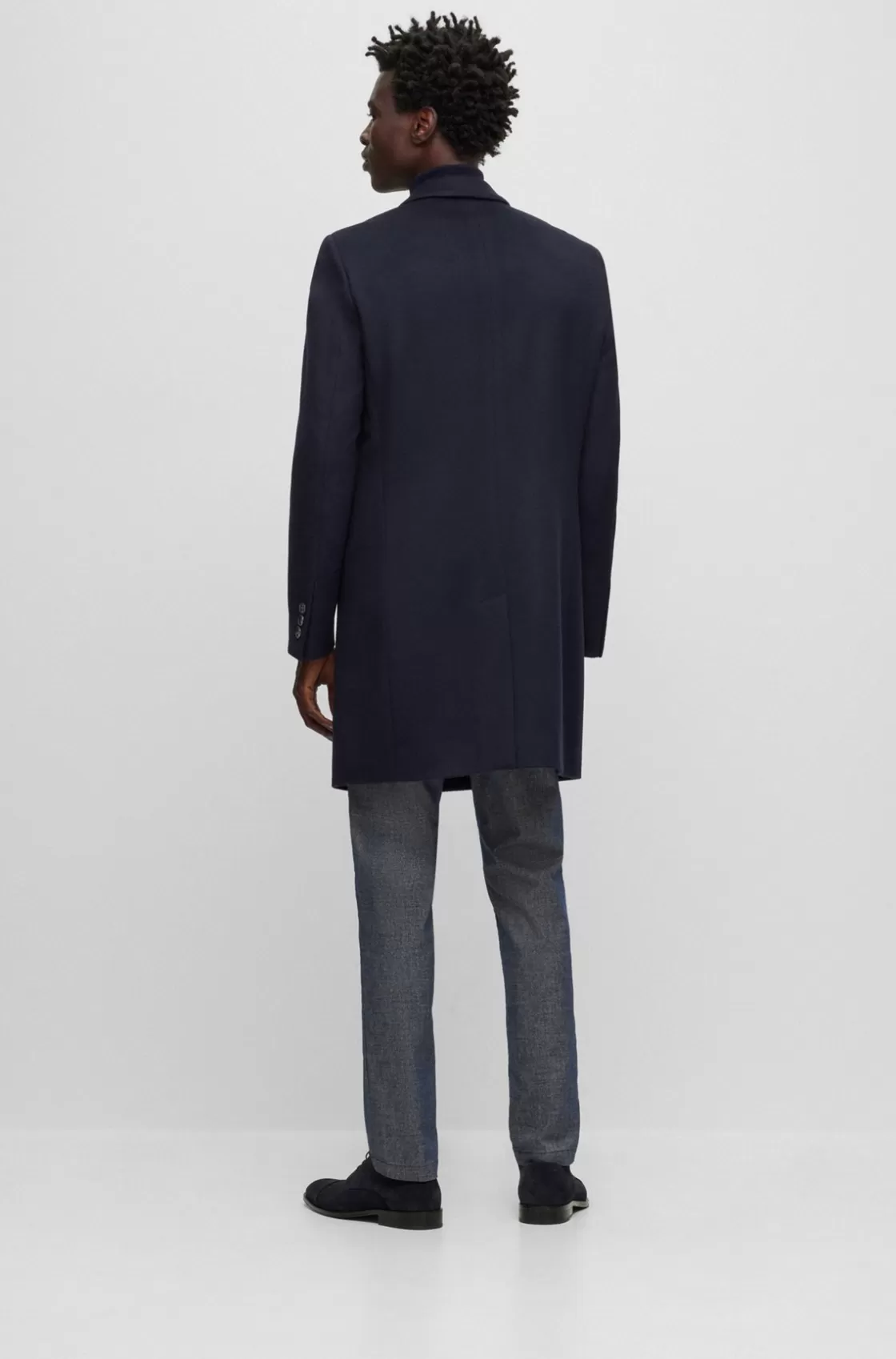 HUGO BOSS Slim-fit Coat In Virgin Wool And Cashmere Dark Blue Best