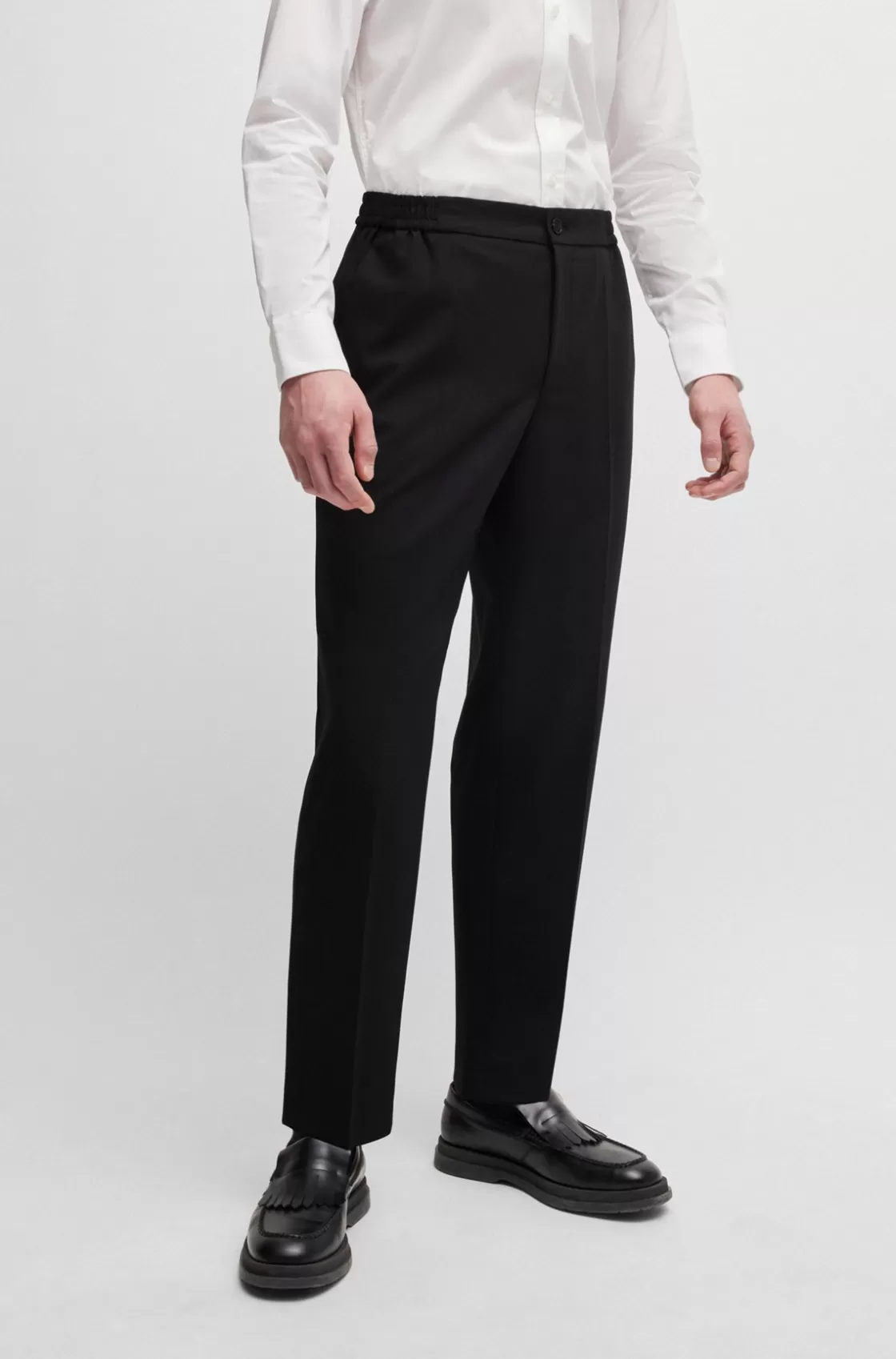 HUGO BOSS Slim-fit Trousers In Performance-stretch Cloth Black Cheap