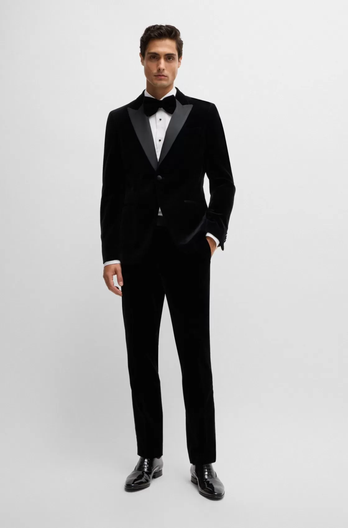 HUGO BOSS Slim-fit Tuxedo Jacket In Pure-cotton Velvet Black Discount