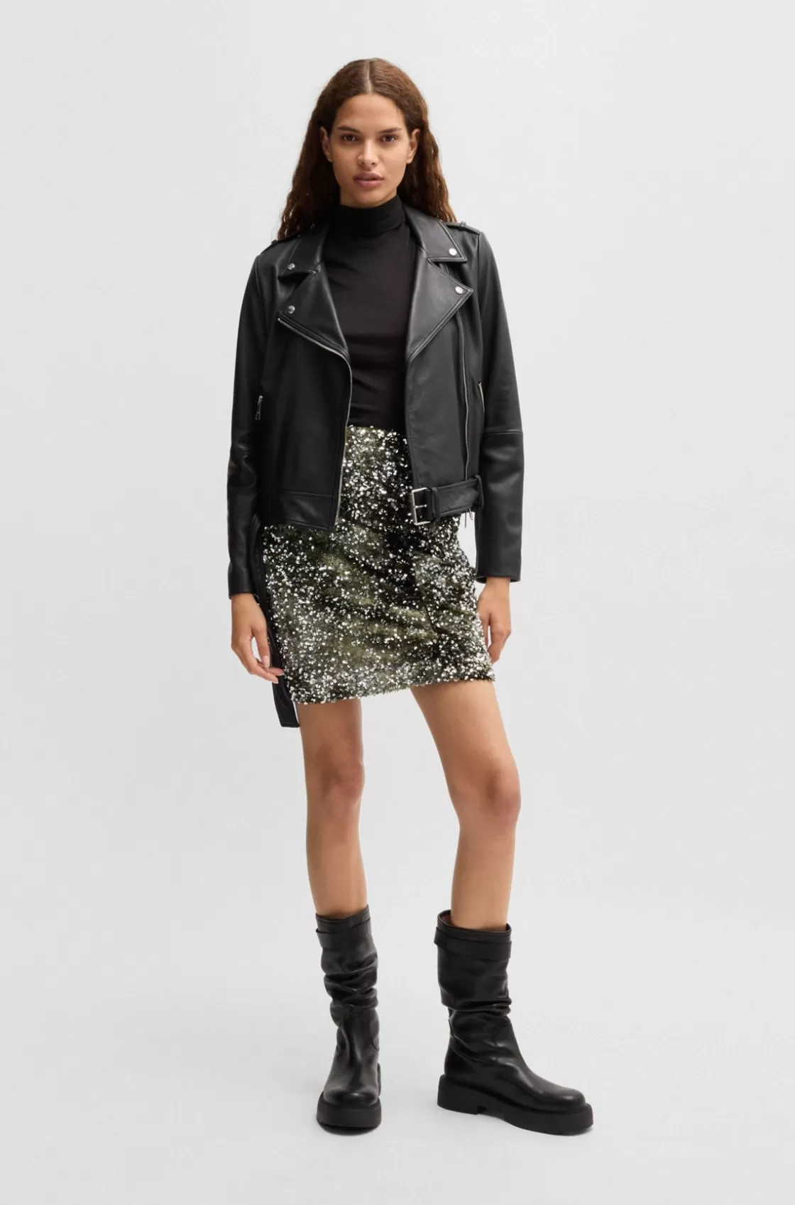 HUGO BOSS Slim-fit Velour Mini Skirt With Gathered Details Dark Green Best