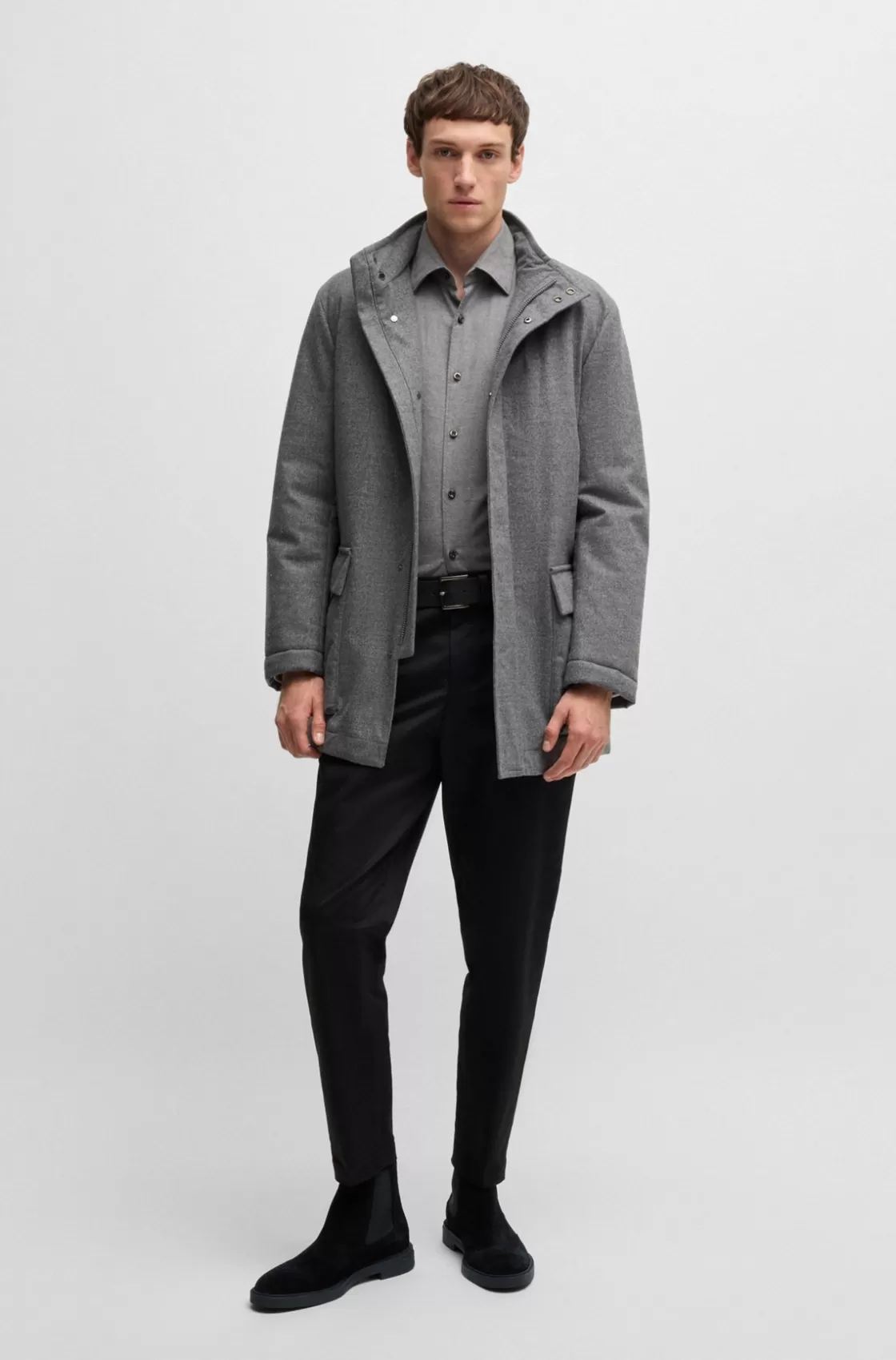 HUGO BOSS Suede Chelsea Boots With Brogue Details Black Sale