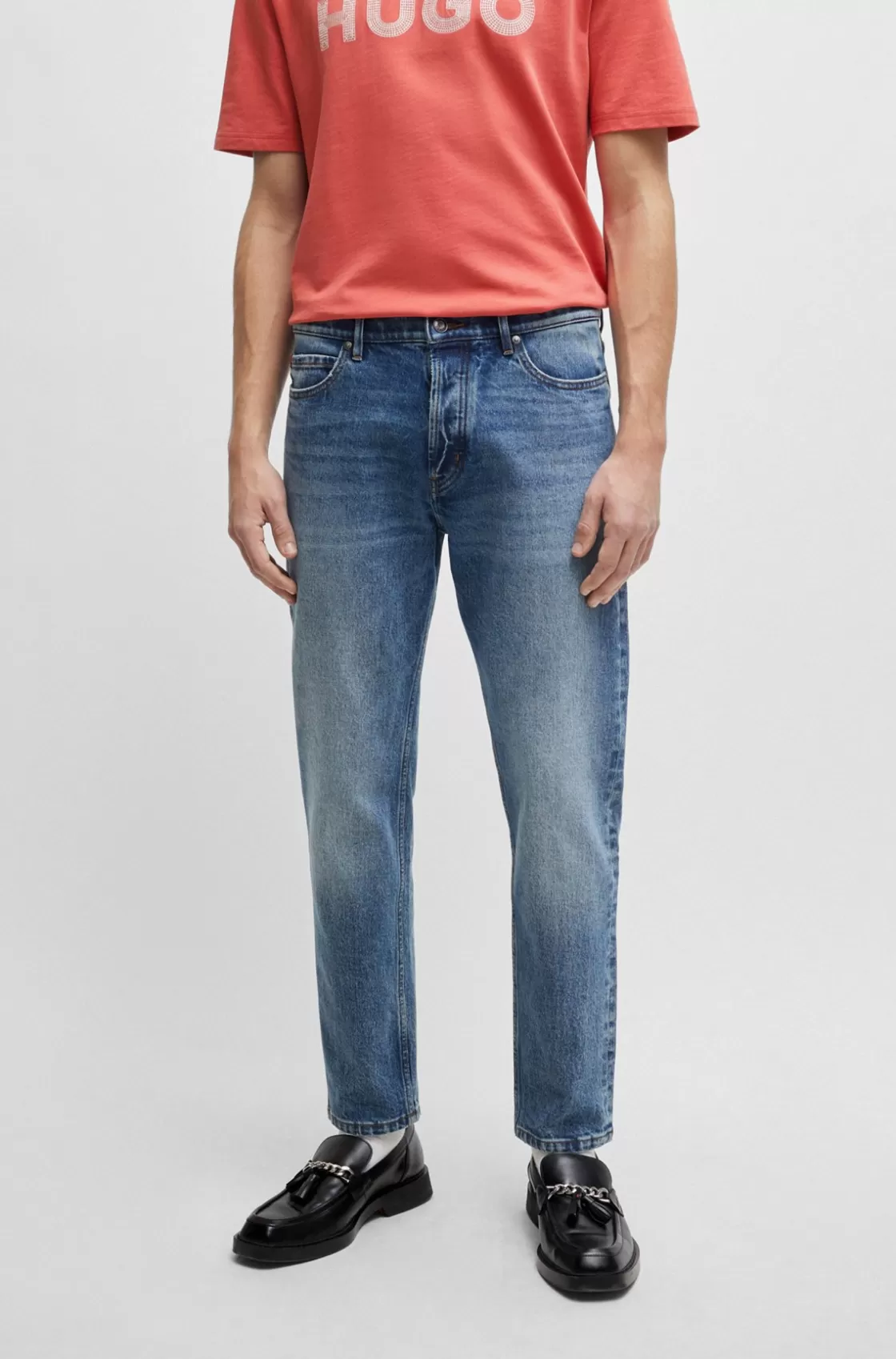 HUGO BOSS Tapered-fit Jeans In Stretch Denim Blue Hot