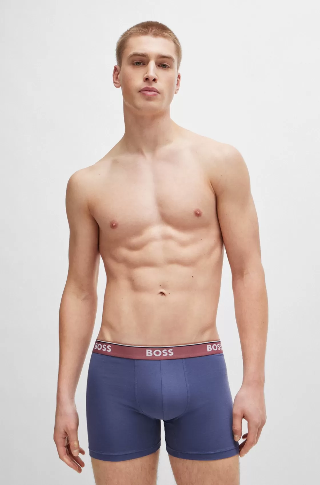 HUGO BOSS Three-pack Of Stretch-cotton Boxer Briefs With Logo Waistbands Patterned Shop