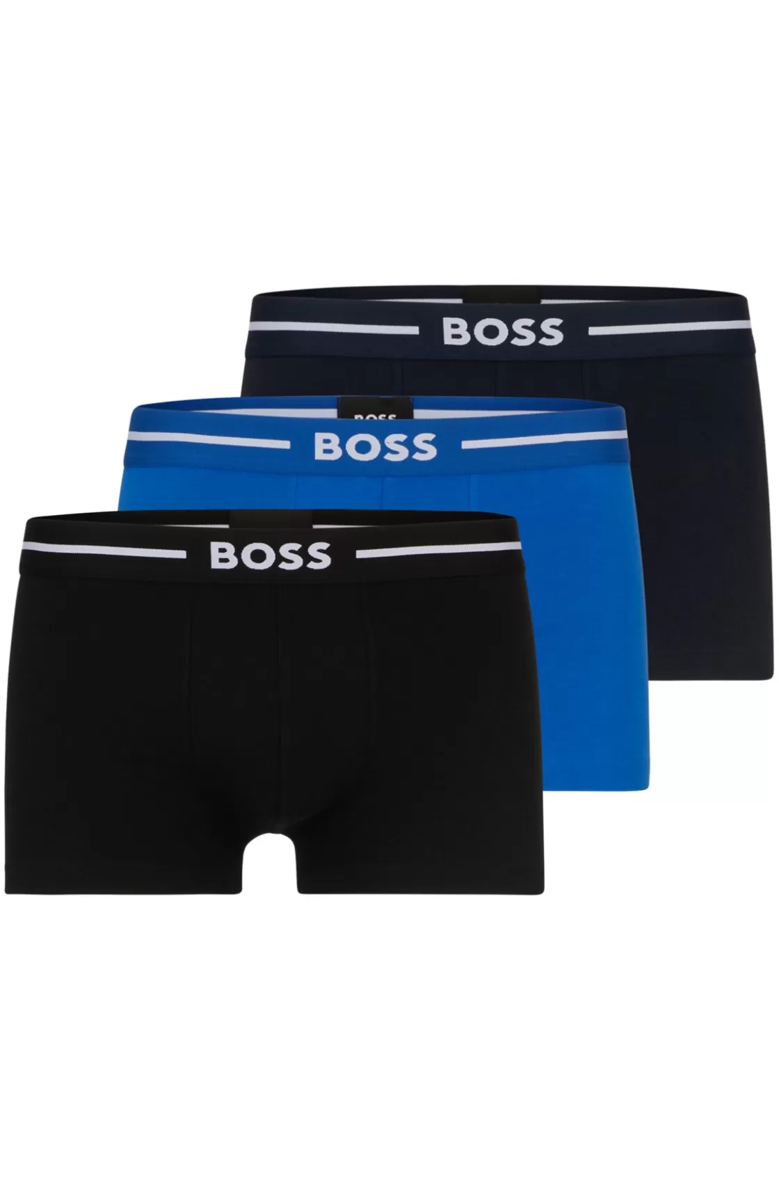 HUGO BOSS Three-pack Of Stretch-cotton Trunks With Logo Waistbands Patterned Store