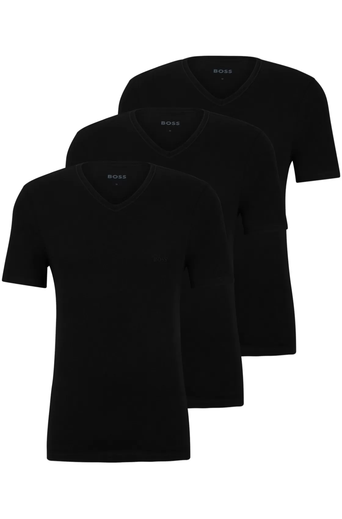 HUGO BOSS Three-pack Of V-neck T-shirts In Cotton Jersey Black Best
