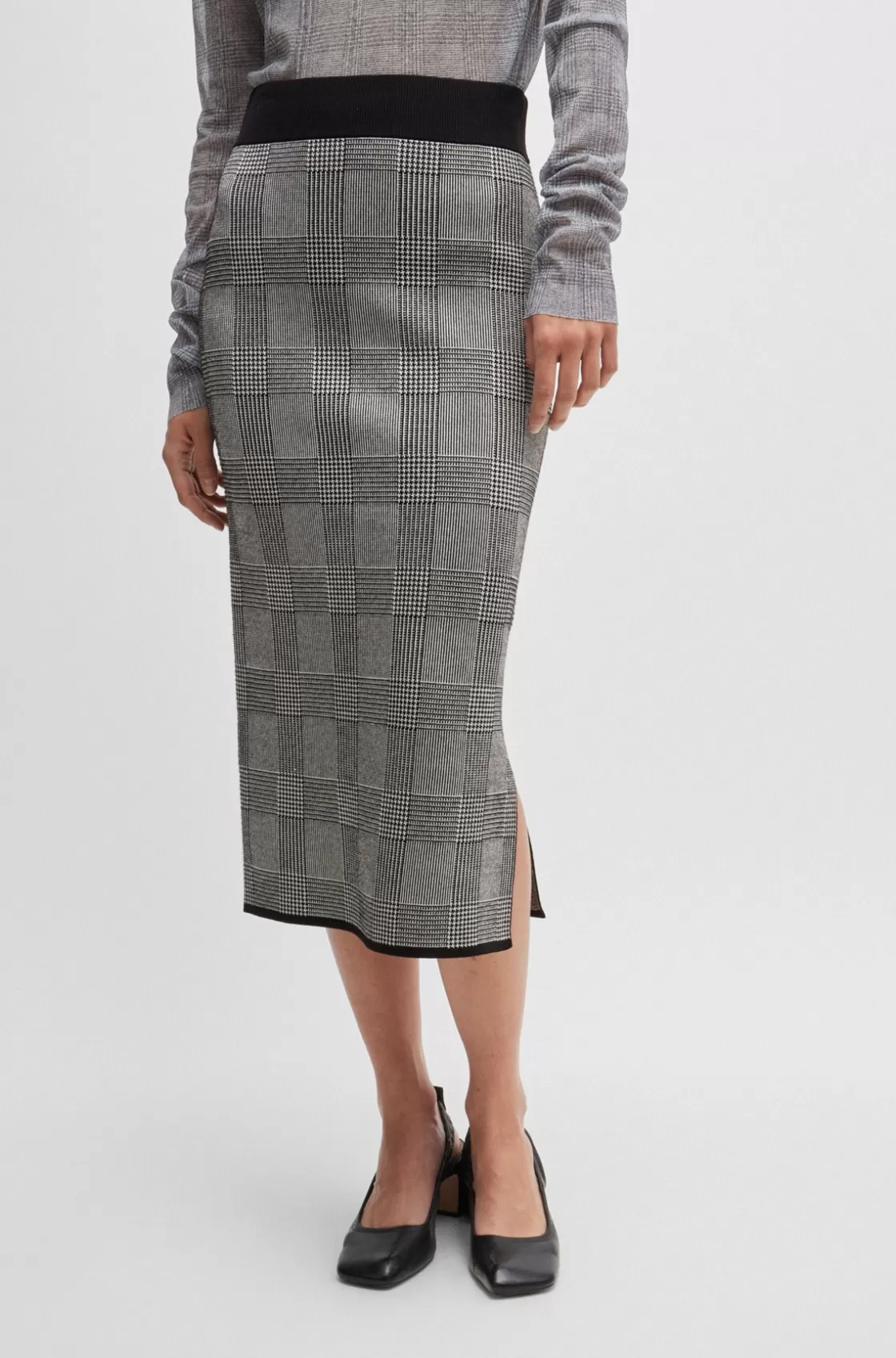 HUGO BOSS Tube Skirt In Knitted Jacquard Patterned Clearance