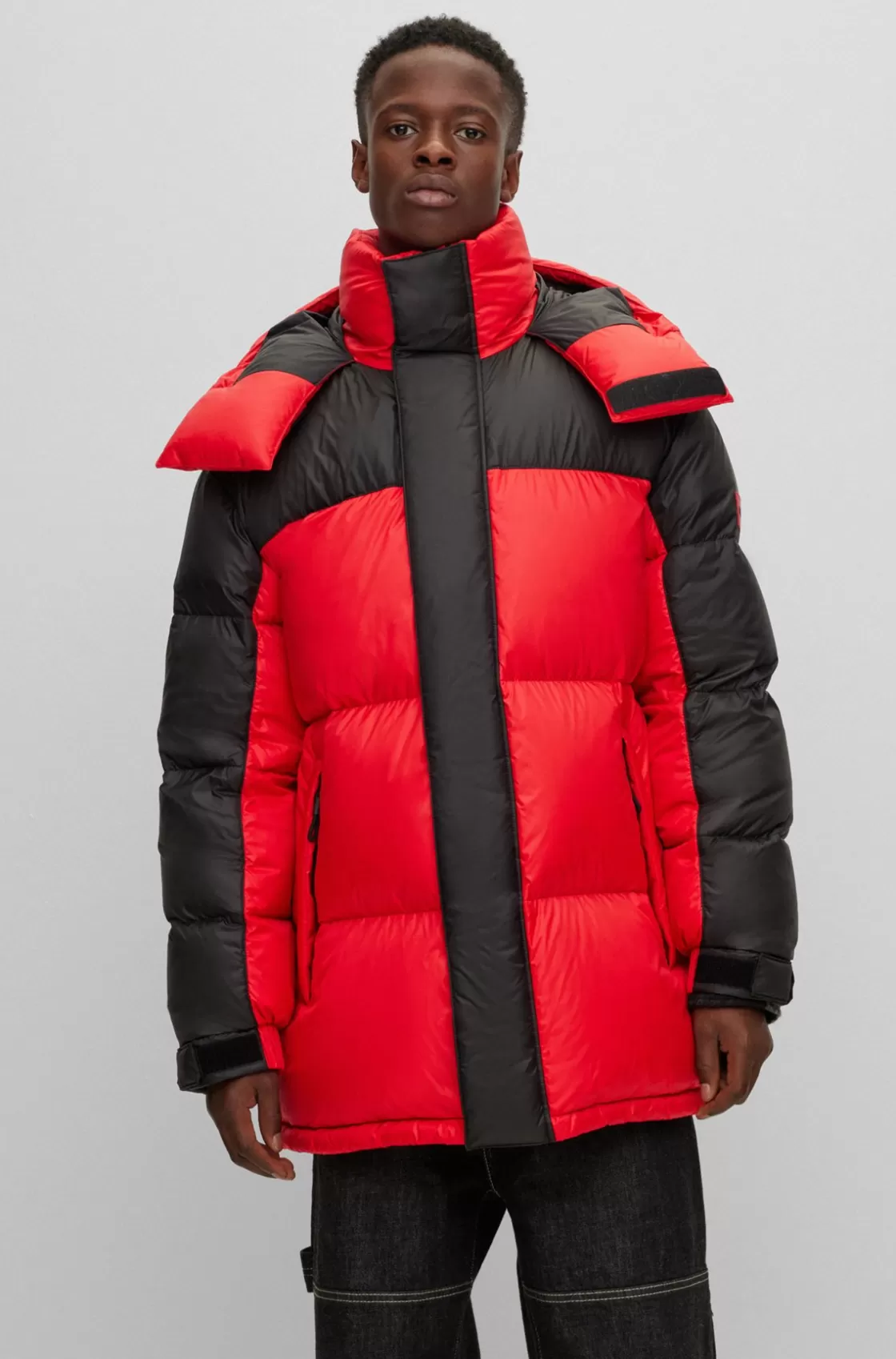 HUGO BOSS Water-repellent Parka With Red-rubber Logo Badge light pink Outlet