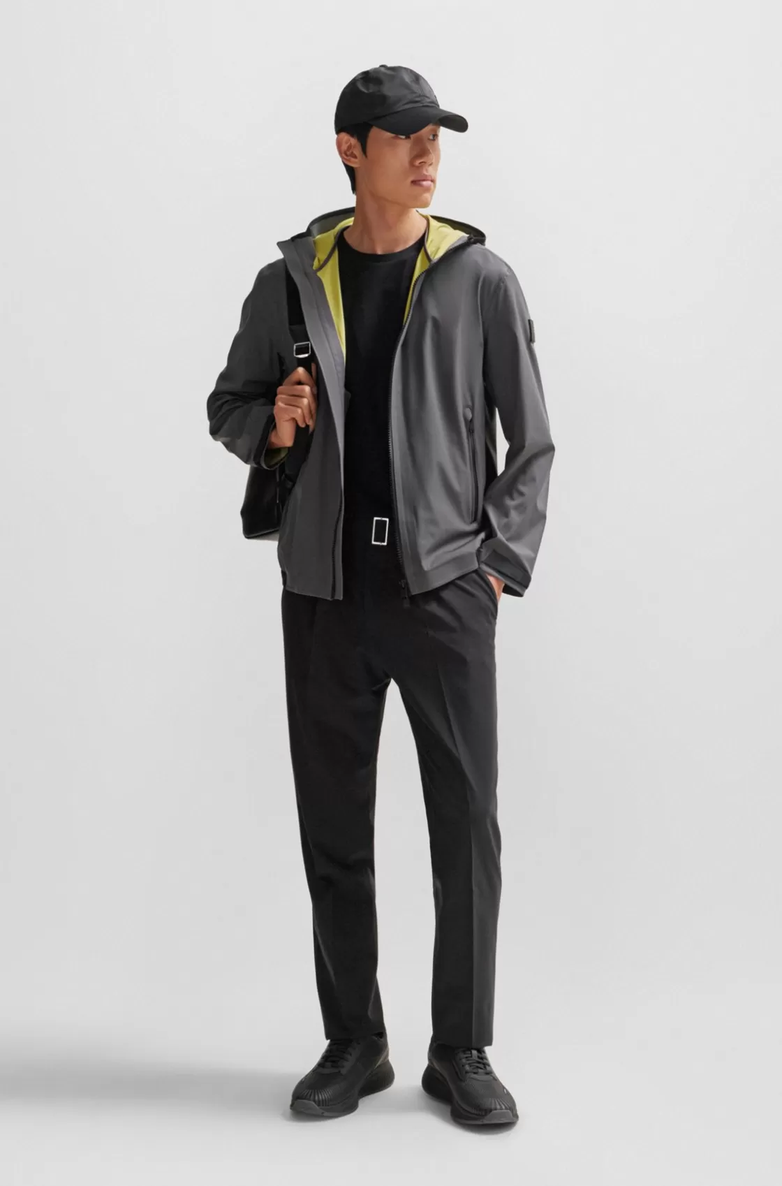 HUGO BOSS Water-repellent Softshell Jacket With Logo Badge Grey Cheap